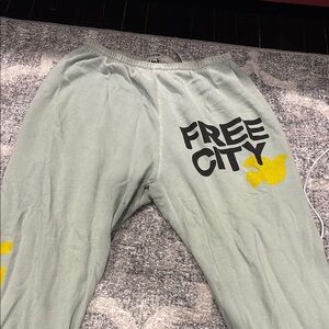 Free City green Sweatpants with Yellow Accents